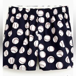 J. Crew Boxers in baseball print L6254 Navy Blue Red and White XS